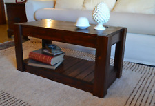 Tavolino da Salotto caffe in Legno Massello Tavolo Basso con contenitore Noce