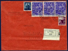 1950 - Raccomandata da Biella resa franca con "Anno Santo" Tre valori da Lire 20