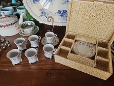 Set da tè vintage in porcellana Allev mini 12 pezzi piedini floreali Demitas tazze da tè piattini 