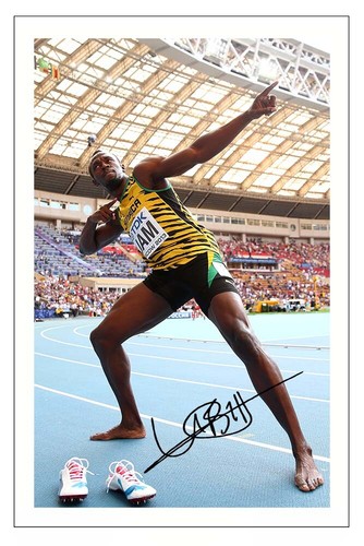 Usain bolt signed photo print - signed,
