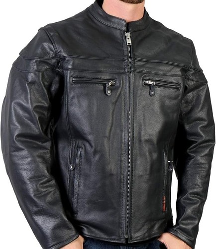 Giacca pelle nera uomo - pelle, da