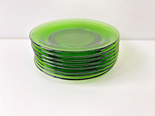 VERECO servizio 8 Piatti DESSERT Vetro Verde Francia ANNI 60 MODERNARIATO "RARO"