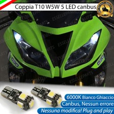 COPPIA LUCI POSIZIONE 5 LED PER KAWASAKI NINJA 636 ZX-6R T10 W5W CANBUS 6000K