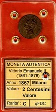 2 Centesimi 1867 M Periziato
