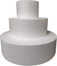 Kit 3 Piani Polistirolo Disco Rotondo Ø 15-25-35 H 10 cm Torte finte Compleanno
