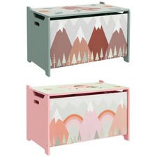 ZONEKIZ Baule Cassapanca Portagiochi per Bambini con Coperchio in MDF