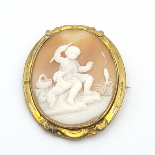 Antico cammeo conchiglia - , cane