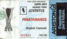 Biglietto stadio Juventus-Panathinaikos 1987/88 Coppa Uefa