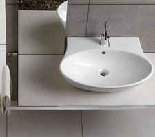 Sanitari bagno Nido lavabo 68 cm appoggio o sospeso in ceramica bianca Hatria
