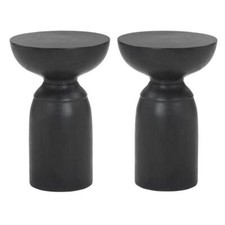 Tavolo moderno Home Square Goya 13,5" in cemento verniciato nero - set di 2