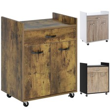 HOMCOM Carrellino da Cucina con Armadietto, Cassetto e 4 Ruote Legno