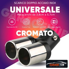 ⭐Terminali Doppio Scarico INOX Auto 62mm Curva per Scarichi da 3,8cm a 5,7cm