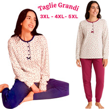 Pigiama donna invernale caldo cotone taglie grandi forti manica, pantalone lungo