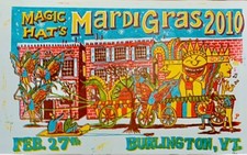 Jim Pollock Magic Hat Martedì Grasso 2010 Firmato #88/325 Linocut Poster VT Art