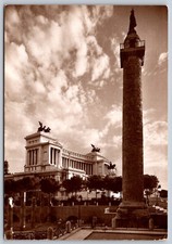 Altare della Patria Colonna Traiana, Roma, Italia RPPC vera foto cartolina