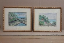 Coppia di dipinti, riviera Ligure, anni 50, in cornici.