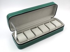 Porta Orologi 6 Posti Eco Pelle Verde Interno Antigraffio Travel Box  NUOVO