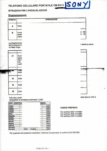 Tabella programmazione esn - tabella,