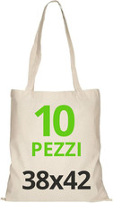 Borse Shopper Cotone 38X42Cm, Borse in Cotone Non Stampate, Manici Lunghi, Sacch