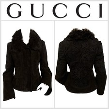 GUCCI Black Fur Suede Leather