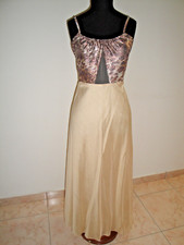 VESTITO DONNA LUNGO DA SERA ELEGANTE COLOR ORO Tg S 40 - LINO e lurex CAPODANNO