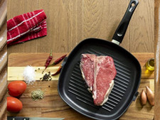 SQ Padella Griglia Antiaderente Professionale Acciaio al Carbonio Ceramica Piano Cottura Alogena Padella Induzione