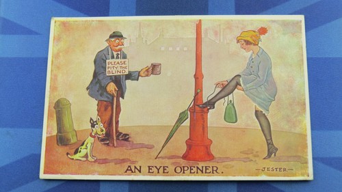 Saucy comic postcard 1927 - saucy, silk