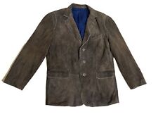 Giacca giubbino pelle uomo Meindl taglia 28 L XL marrone morbido scamosciato costume Janker