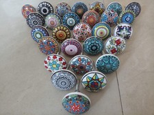 Set di 12 pomelli in ceramica con motivo floreale stile vintage per porte a