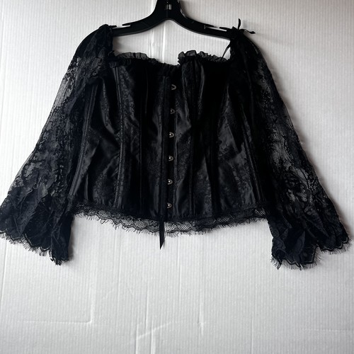 Top corsetto pizzo - , nero