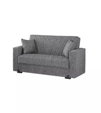 DIVANO LETTO "MALI" 2 POSTI CON CASSETTONE IN TESSUTO GRIGIO, 152x74x83 CM