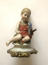 Statua/statuetta Capodimonte Porcellana Benacchio - Bambina con pappagallo
