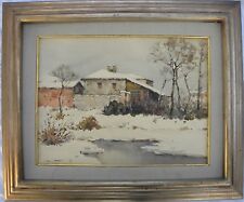 Dintorni di Milano acquarello su cartone cm 30x40 cornice 48x58 a firma PASETTO