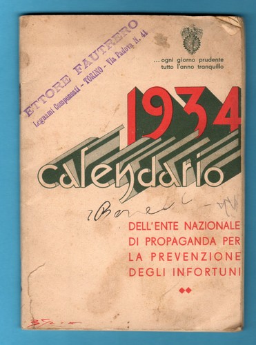 Agendina calendarietto 1934 - ,  