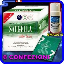 6 CONFEZIONI DI ASSORBENTI SAUGELLA IPOALLERGENICI CON ALI "NOTTE" + OMAGGIO