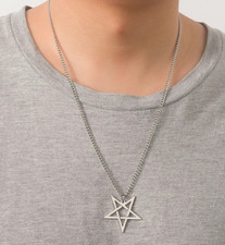 Collana Satanica Pentagramma Invertito - Gotico Hip Hop - Acciaio Inossidabile N