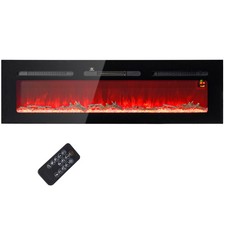 HOMCOM Caminetto Elettrico 1800W a Incasso con Telecomando 152.4x15.8x45 cm Nero