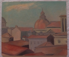 Dipinto Tetti di Roma Quadro Olio su tela 60x50 cm