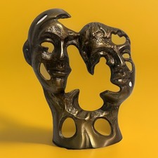 scultura maschera bronzo