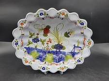 Faenza Garofano Garofano Garofano Blu Smerlato Ovale Servizio Piatto Ciotola 14"