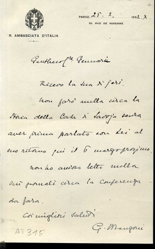Autografo gaetano manzoni - autografo,