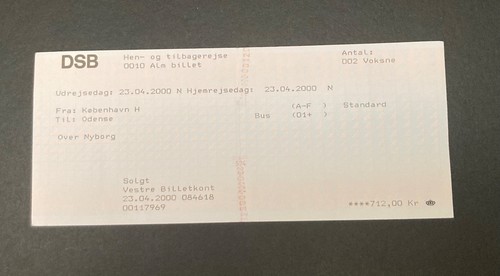 Biglietto ticket treno dsb - treno,