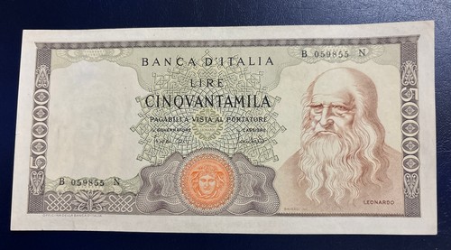 50000 lire leonardo 1970 - lire,