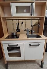 HOMCOM Cucina Giocattolo in Legno per Bambini con Pentole e Utensili in Acciaio