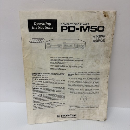 Pioneer m50 manuale - pd-m50,