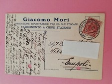 5553) annullo Ambulante ROMA Firenze Milano 1B 1909 PUBBLICITÀ VINI MORI CHIUSI 