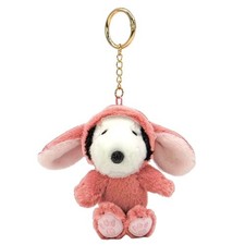 NUOVO Peanuts Snoopy coniglietto con orecchie a strappo mascotte rosa 12 cm H...