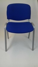 Sedia da Ufficio Fissa TESSUTO BLU Telaio GRIGIO Conferenza Sala Attesa Riunione