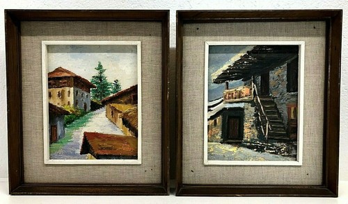 Coppia quadro antico olio - coppia,