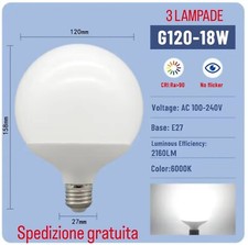 3 LAMPADE GLOBO SFERA G120 LED